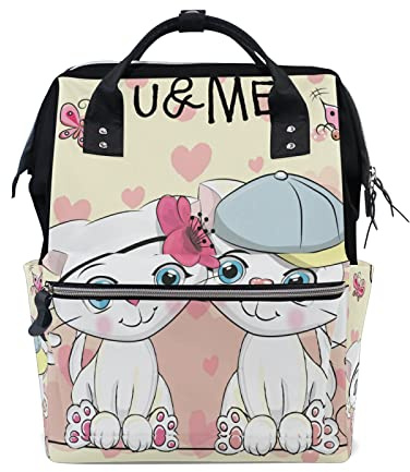 LDIYEU Süßes Nahes Tierkätzchen Baby Wickeltasche Reiserucksack Grosse Kapazität Schulter Mom Taschen für Reisen im Freien