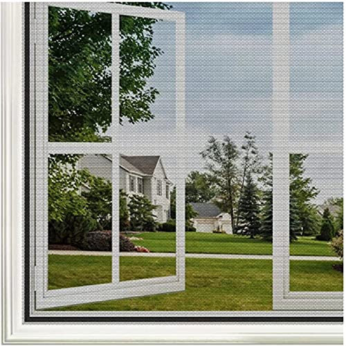 Zanzariera per finestra in rete per insetti Dimensioni fai da te Rete per insetti lavabile trasparente universale - Repellente per zanzare 90x110cm (rete bianca con cornice bianca)