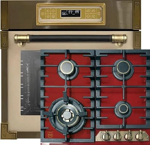 Kaiser Herdset EH 6726 ElfAD+KCG 6335 RotEm Turbo, Retro Einbau Backofen 80L, 11 Betriebsfunktionen+Retro Einbau Gas Kochfeld 60 cm, Rotes Glas, Erdgas/Propangas/Fl.