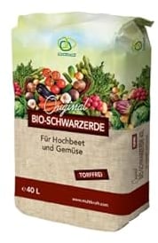Bio-Schwarzerde für Hochbeet und Gemüse 40 Liter Torffreies Kultursubstrat für Pflanzen mit höherem Nährstoffbedarf
