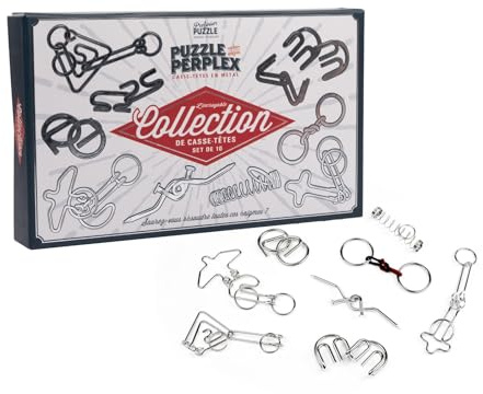 Professor PUZZLE Perplex PP9545 10-Piece Metal Puzzle Set - Various Difficulty Levels - Compact Size