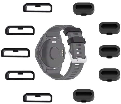 MTHGH 26 mm Cinturino per Garmin Fenix 7X/6X/5X /Instinct 2X /Enduro Smartwatch Anelli di Fissaggio [5 pz] + 5 pz Tappo Antipolvere, Sostituzione Anelli di Fissaggio titolari connettore Loop