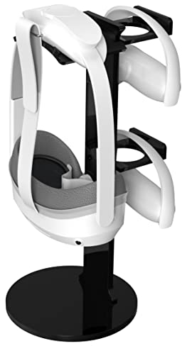 VR Stander Für Meta Quest Pro/Pico 4 / Oculus Quest 2 Gläser Wand Lagerung Holder Stand Griff Wall Mount Storage Headset VR Gamepad Controller Travel(Schwarz) V02