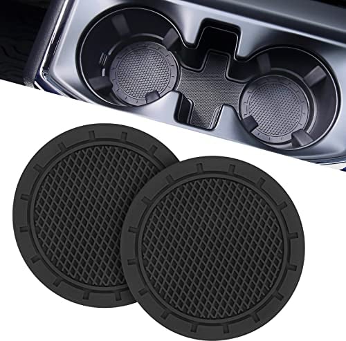 JOYTUTUS Auto Getränkehalter Untersetzer, Universal Auto Getränkehalter Einsatz, Anti-Rutsch Auto Untersetzer für Kaffeebecher, Autozubehör für Frauen, 2 Stück, Schwarz/Glitz (Schwarz)