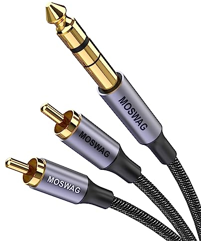 MOSWAG 6.35mm 1/4 TRS to Dual RCA Audio Cable, 6,35mm 1/4'' Männlich zu 2 RCA Männlich Stereo Audio Adapter Y Splitter Cinch Kabel