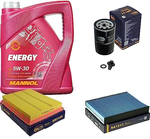Inspektionspaket Wartungspaket Filterset mit 5 L Motoröl Energy 5W-30, Ölfilter, Luftfilter, Innenraumfilter, Verschlussschraube