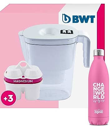 BWT Wasserfilter Vida 2,6L | Filter mit 3 Magnesium Filterkartuschen & Climate Bottle | Wasserfilter Trinkwasser | Filtert Kalk, Chlor, Blei & Kupfer