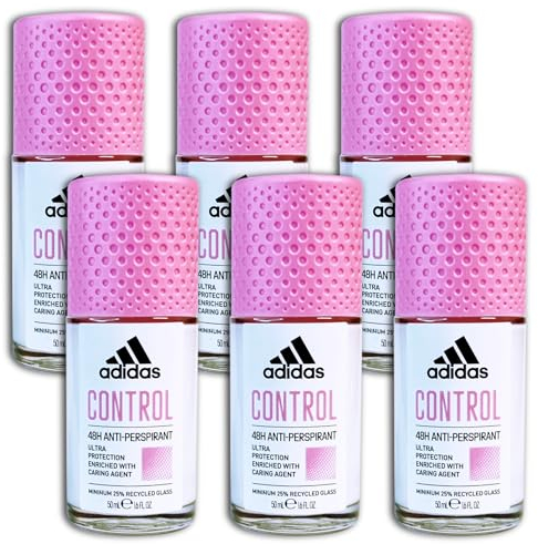 6 er Pack Adidas Control Anti-Perspirant Roll-on Deoroller Deodorant 6x 50ml