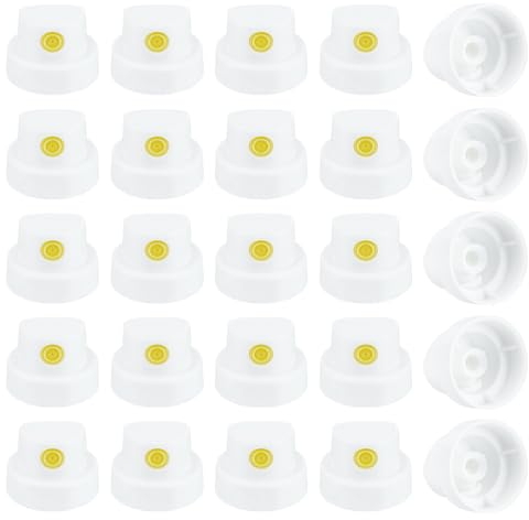 BENECREAT 30 Stück Sprühlackkappen, Gelbe Ersatzkappen Für Sprühfarbe, Kompatible Sprühdüsen Aus PE-Kunststoff Für Graffiti Street Art, Aerosolflasche