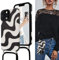 Lafunda Handykette kompatibel mit iPhone 13 Pro Hülle, iPhone 13 Pro Necklace Handyhülle mit Band - Wave Cute Zebra Stripes Muster Design Case mit Kette zum umhängen Schwarz