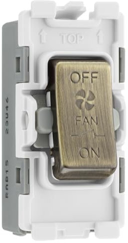 BG RAB15 Nexus Grid Antique Brass 10A 3 Pole Fan Isolator Switch Module
