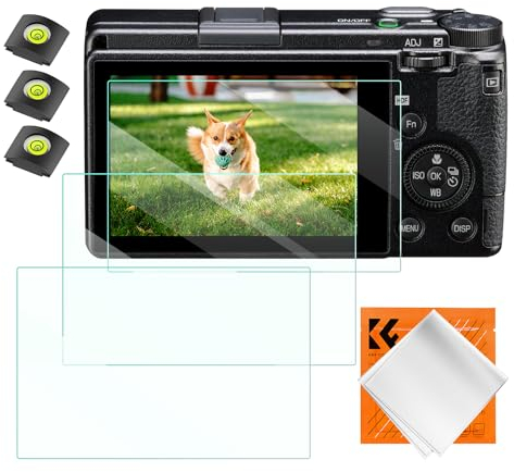 K&F Concept Screen Protector for Ricoh GR III ‌GR IIIX Camera Accessories 3 Pack, 0.3mm 9H Hardness Tempered Glass Anti-Fingerprint Anti-Scrach Bubble-Free, with Hot Shoe Cover and Cleaning Cloth