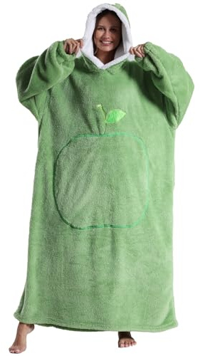 Pterygoid Hoodie Decke Extra Lang mit Kapuze und Tasche für Damen Herren | Weicher Kuschelpullover und tragbare Decke mit Ärmeln, Warmes Geschenk für Freundin und Mutter–ideal für Sofa und kalte Tage