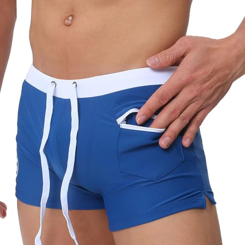 L-Peach Maillot de bain pour homme Boxer Natation Plage Mer Piscine Sport Slip Short, Bleu A1, XXL