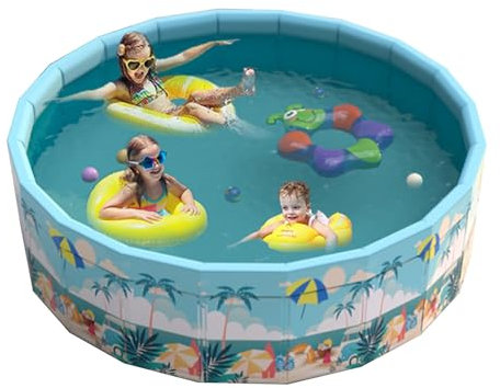 Piscines pliables, piscine ronde à prisme de natation extérieure non gonflable pour enfants et adultes, coque en plastique dur, facile à assembler, pour l'extérieur, le jardin et la cour(90cm)