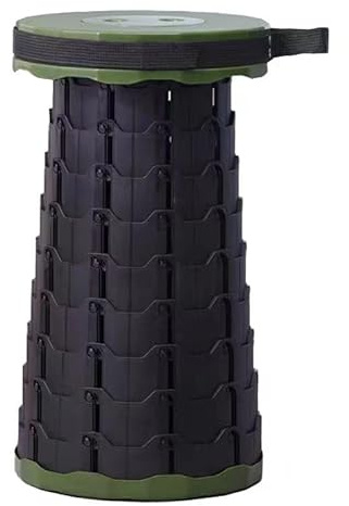 Telescopic Stool by A2Z2U Group. Collapsible Stool for Adults. Best for Camping/Travel. Holds Up to 250kg (550lbs, 40 Stone). Made from Sturdy Plastic. (Green & Black)