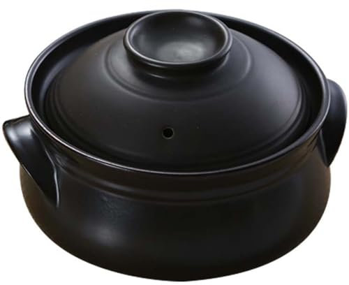 ollas de barro para cocinar Olla de cerámica con tapa, sopera de cerámica negra coreana, olla de barro redonda, olla for estofado, olla caliente, olla de barro china for cocinar, decoración de la coci