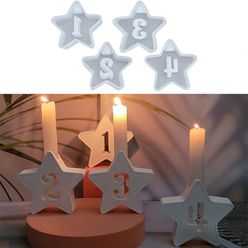 Silikonformen Gießformen, Silikonform Kerzenständer Sterne1-4, Silikonformen Kerzenhalter, Silikon Gießform Sterne, Gipsformen zum Gießen