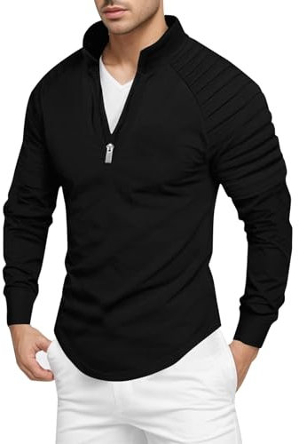 SRZYMJ Baumwolle Herren Plaid Poloshirt Langarm Basic Tennis Polohemd Polo Schwarz Schlafshirt Herren Langarm XL Golfhemd Weihnachts Jumpsuit Hemd Herren Slim Fit Hemd Freizeithemden