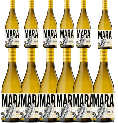 Mara Martín Godello - Vino Blanco DO Monterrei, 100% Godello, 13% Alcohol, Ideal Combinar con Pescado y Arroces - Pack 12 Botellas 75cl