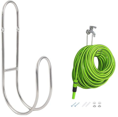 Ywbtflul Gartenschlauchhalter, Wandhalterung, robuster Edelstahl-Schlauchaufhänger für draußen, Schlauchtrommel, Schlauchhaken für Gartenschlauch, Garage, Wasserschlauch, Hofaufbewahrung (1 Stück