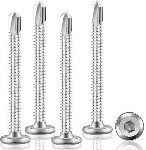 100 Pezzi Viti Autofilettanti 5,5 x 50 mm Viti a Esagono Incassato a Testa Piatta Vitis Autoperforanti in Acciaio Inox 410 Vitis Autoforanti per Mobili in Metallo e Legno Elettrodomestici