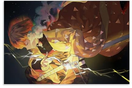 CBEJFGTX Demon Slayer Zenitsu Agats Poster Dekorative Malerei Leinwand Wandkunst Wohnzimmer Poster Schlafzimmer Malerei 12x18inch(30x45cm)