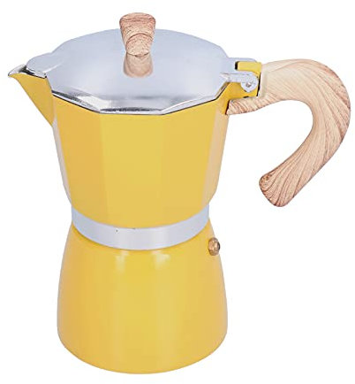NOENNULL 300ml Coffee Pot Moka Maker Coffee Kettle for Gas Stove Stove Electric Thermal Oven (Yellow)