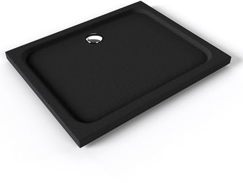 SHIMMER STONE Receveur de douche 80 x 100 cm acrylique Noir effet pierre + bonde et siphon inclus - Salle de bain