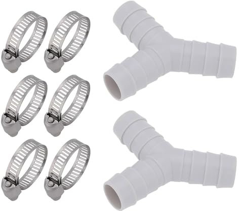 Hayaww 2 set di connettori per tubi a Y Raccordo a Y a 2 vie per Tubi Connettori A Y Per Tubo Scarico Connettore A T Per Tubo Lavastoviglie Con Fascetta Per Tubo Impilabile Combinazione Lavatrice (B)