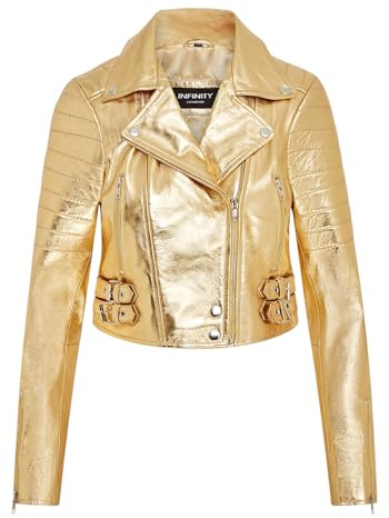Giacca Corta da Donna Giacca in VERA PELLE da Motociclista Chic Gotica