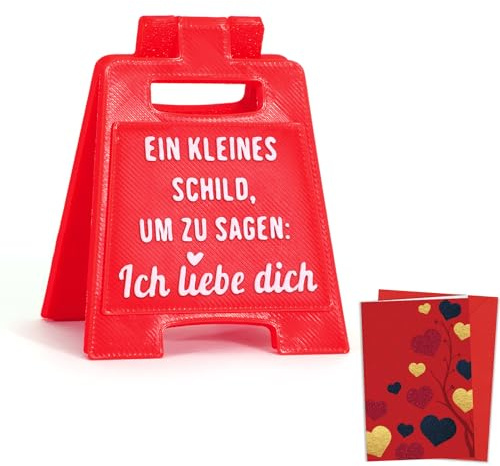 DPKOW Valentinstag Sie Ihn Geschenk Lustige, Ich liebe dich Schild Klein + Karte zum Valentinstag Paare Geschenke Mann Frau Freund Freundin Liebe Warnschild Aufsteller für Zuhause Tisch, mit Umschlag