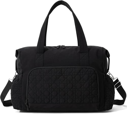 Suweir Reisetasche Damen 39x32x20 Handgepäck Tasche 30L Weekender Travel Bag Wasserdicht Sporttasche mit Nassfach Schwimmtasche Kliniktasche Geburt Duffle Bag für Flugzeug Reise, Sport Schwarz