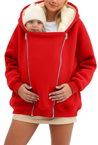 jackenerweiterung trage, Umstandsjacke Winter Mit Babyeinsatz Warm Umstands Jacken Für Schwangere Weich Sweatjacke 2 In 1 Elegant Umstandsmantel Einfarbig Fleecejacke Tragejacke