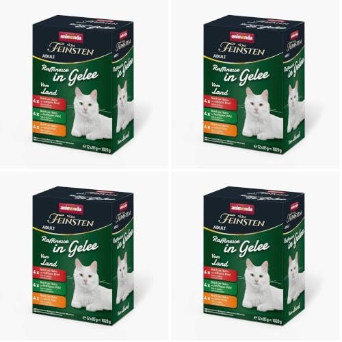 animonda Vom Feinsten Adult Raffinesse Katzenfutter in Gelee, Mixpack vom Land (12 x 85 g), Nassfutter mit Taurin und Vitamin D3, ohne Zusatz von Zucker, Soja und Getreide (Packung mit 4)