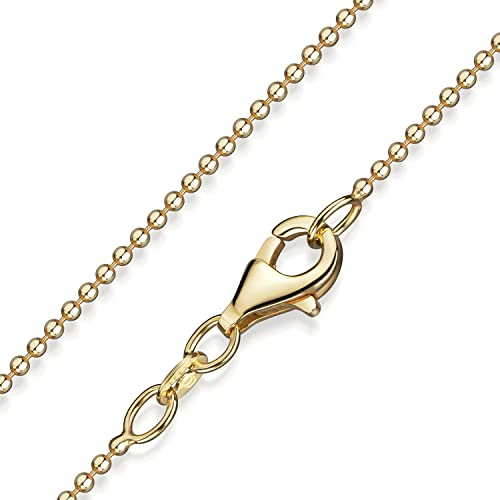 Materia Kugelkette Silber 925 vergoldet 45cm - Gold Halskette Damen 1mm K73-45cm