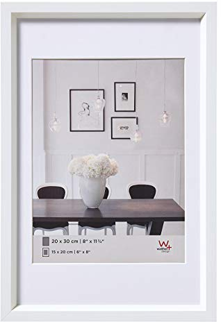 walther design Bilderrahmen weiss 18 x 24 cm mit Passepartout, Steel Style Kunststoffrahmen ES824W