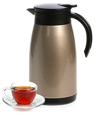 Royalford Coffee Pot 1000ML/33.5oZ | Stainless Steel Thermal Carafe | 24 Hour Heat & Cold | Water Jug Airpot Flask | Double Walled Vacuum Insulated Coffee Pot with Press Button | Ideal for Coffee Tea