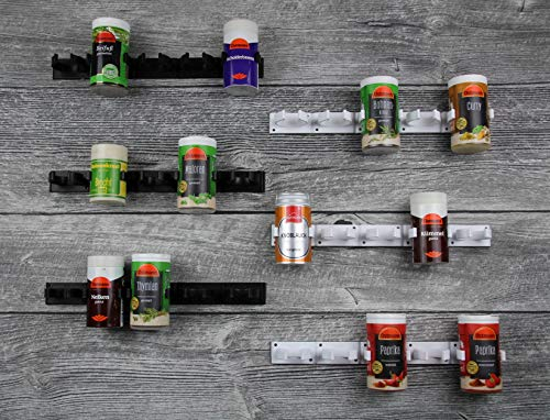 Kamoro HOME & KITCHEN Gewürzregal ohne Bohren Clips - Gewürz Organizer zum Kleben - 6 Streifen für 30 Gewürze (Schwarz und Weiß)