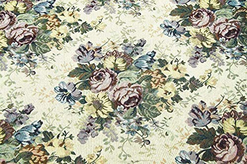 Russo Tessuti Tessuto x Arredamenti Gobelin Floreale Grande Classico Verde bordò 1 x 2.80 mt