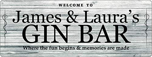 Maggie-mais Personalised Bar Sign Metal Gin Plaque Gifts, Bar, Kitchen,
