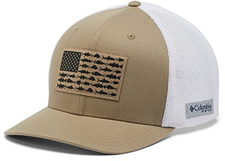 Columbia Herren PFG Mesh Ball Cap XXL, Stoßzahn/Weiß/Fischflagge, Einheitsgröße