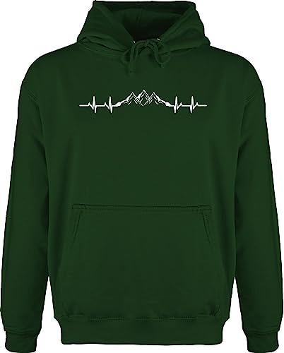 Hoodie Herren Pullover Männer - Skiurlaub Apres Ski - Berge Herzschlag I Geschenk Bergliebhaber I Bergliebe - XL - Dunkelgrün - après-ski Party Outfit valemtinstagsgeschenk Berg Pulli