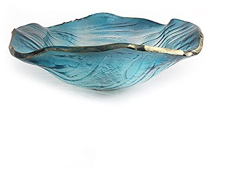 A&D Blue Luxury Decorative Basin,Counter Washing Bowl Basin, Bathroom Artistic Glass Basin,12L Modern Tempered Vessel Sink