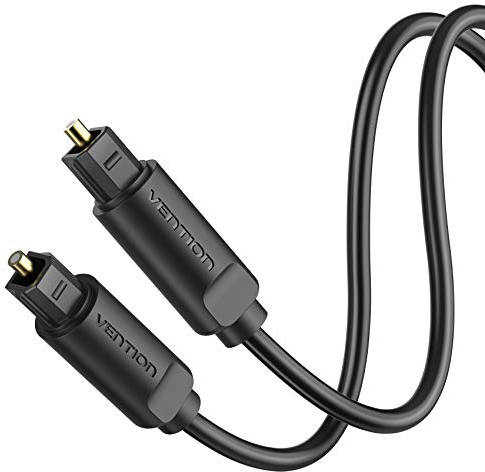 VENTION 1m Cable Óptico Audio Digital TOSLINK, Cable Audio Óptico SPDIF, Cable de Fibra Óptica Dolby DTS Sound para Barra de Sonido, TV, Home Cinema, PS4, Xbox, LG/Samsung/Sony PRO Series - Negro