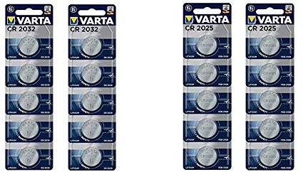 VARTA CR2032 Lithium Knopfzellen 3V Batterie in Original Blisterverpackung, 10er Pack & CR2025 Lithium Knopfzellen 3V Batterie in Original Blisterverpackung, 10er Pack