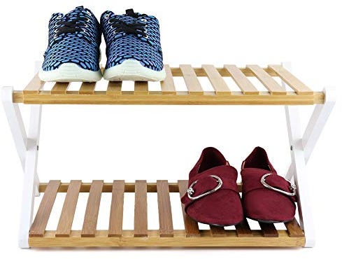 Ashwood & Rye 2 Tier Folding Bamboo Shoe Storage Racks