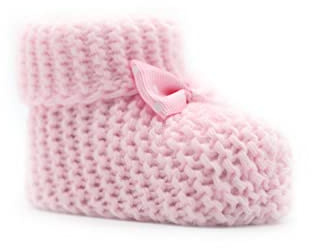 Weiche Babyschuhe gestrickt, Babychucks Unisex Strickschuhe, warme gehäkelte Stricksocken für Neugeborene 0-6M (Rosa)