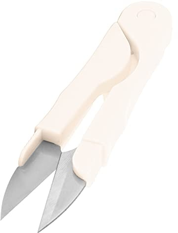 Zerodis U Nähschere Clippers, Edelstahl Faden Garn Nähschere Mini Tragbare Fadenschere mit Deckel für Haushalt Nähstich(Weiß)