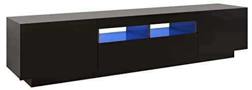 vidaXL TV Schrank mit LED-Leuchten Lowboard Sideboard Fernsehschrank Fernsehtisch TV Möbel Tisch Board HiFi-Schrank Schwarz 180x35x40cm